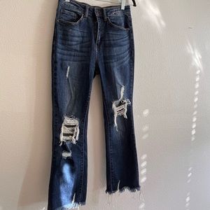 Risen High Rise Distressed Straight Leg Jean